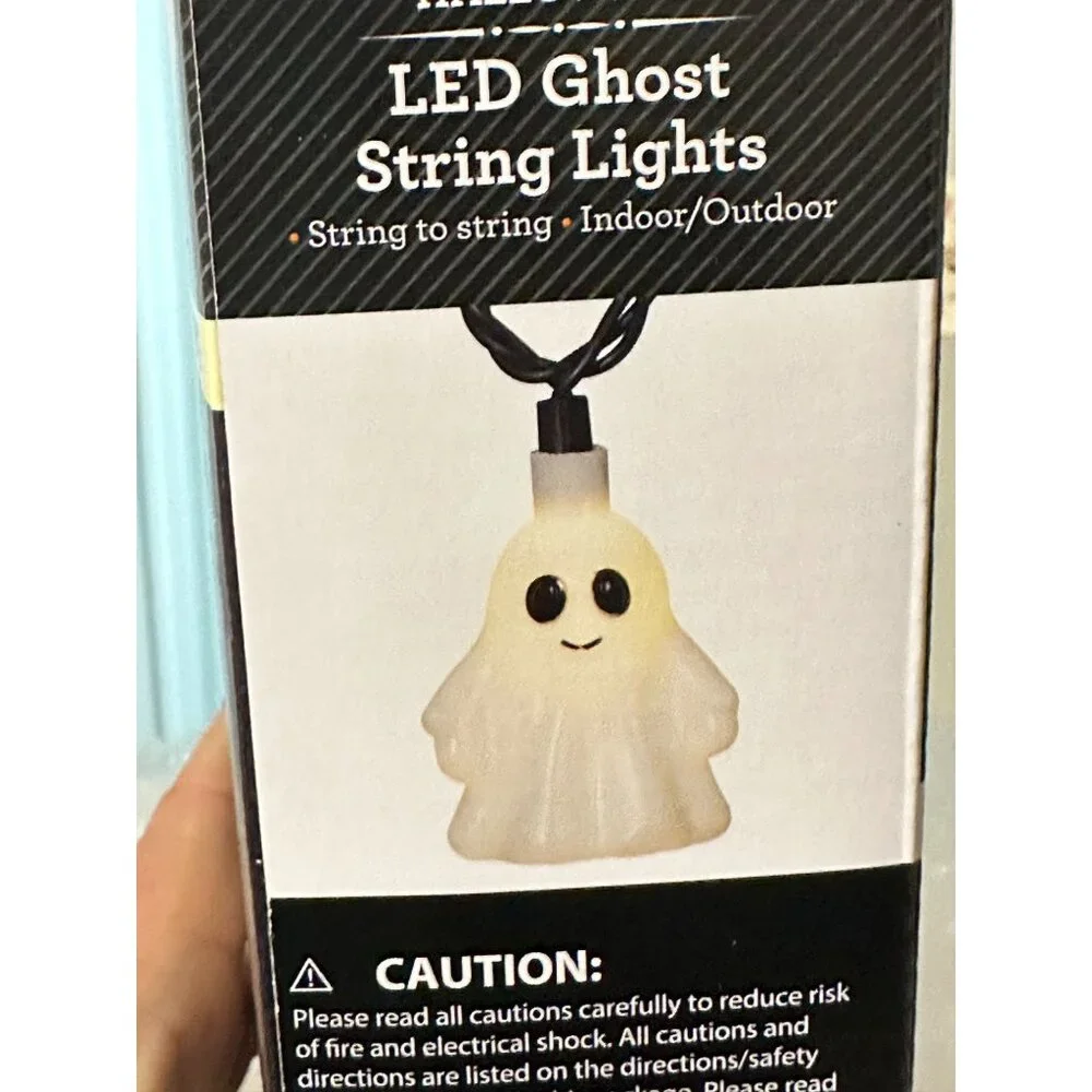 Halloween LED Ghost String Lights Warm White Indoor/Outdoor Party Supplies Kids